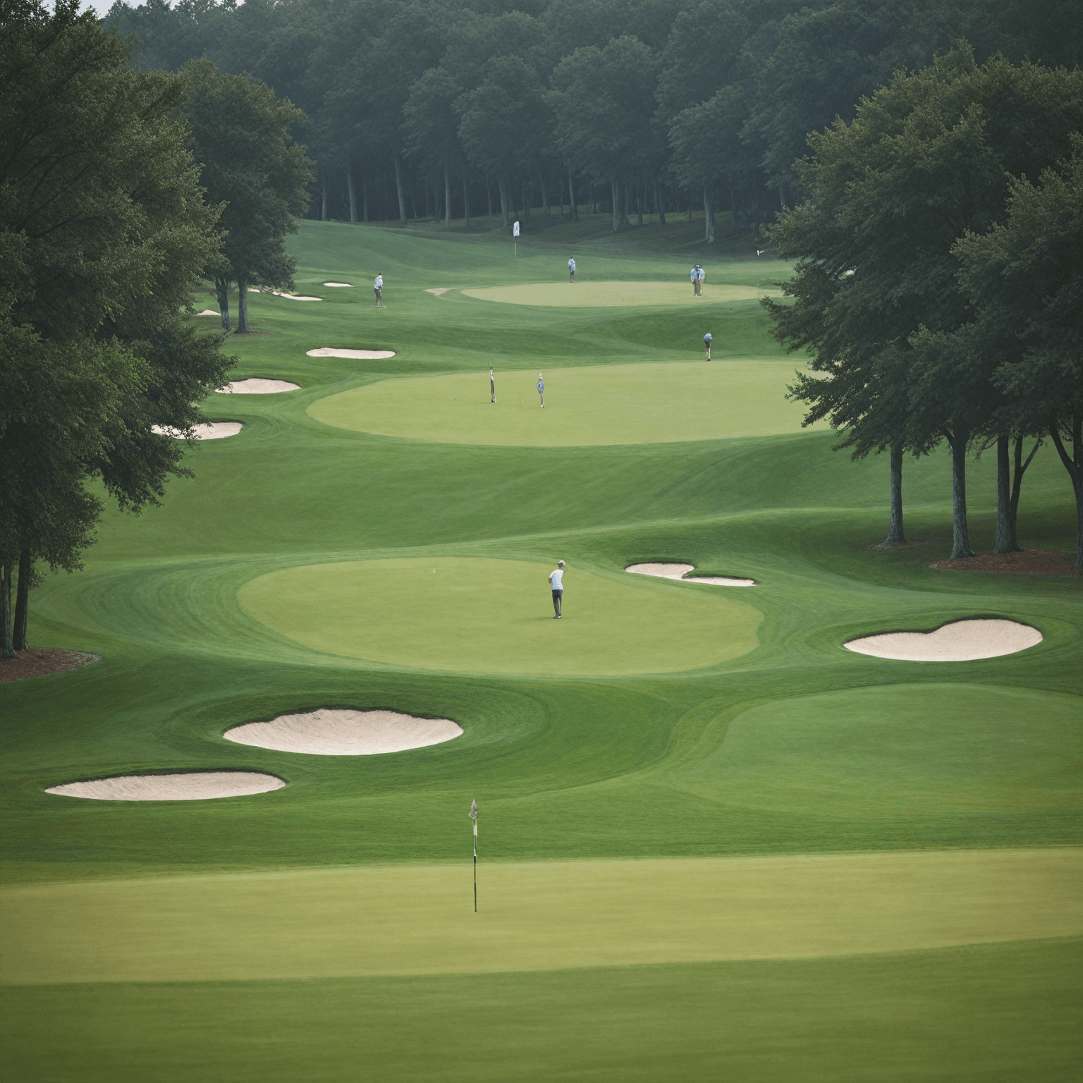 Golfers gathering on the course for a tournament